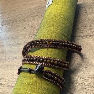 Brown Beaded Wrap Bracelet